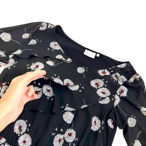 Anthropologie Deletta Black Multicolor Wished Bloom Split Sleeve Blouse, Size M - Picture 5 of 14